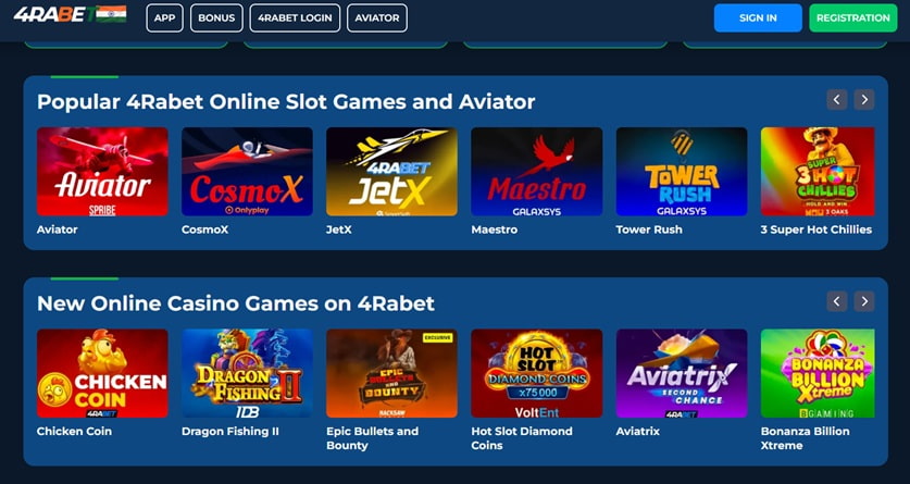 4rabet online casinos India